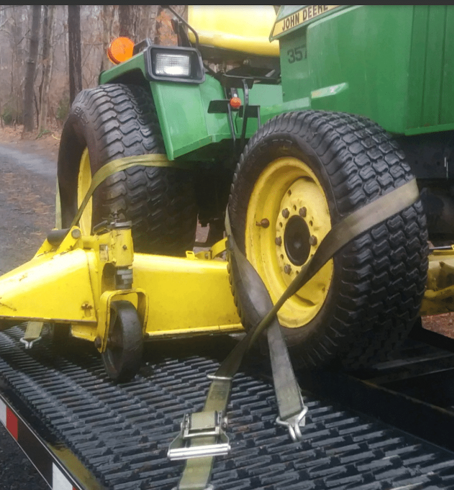 john deere tractor loaded for transport