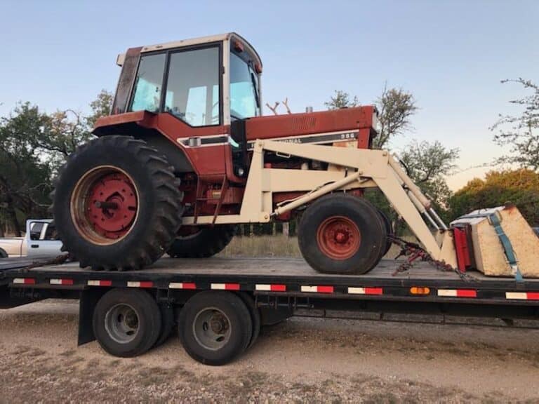 International 986 Tractor loaded for transport