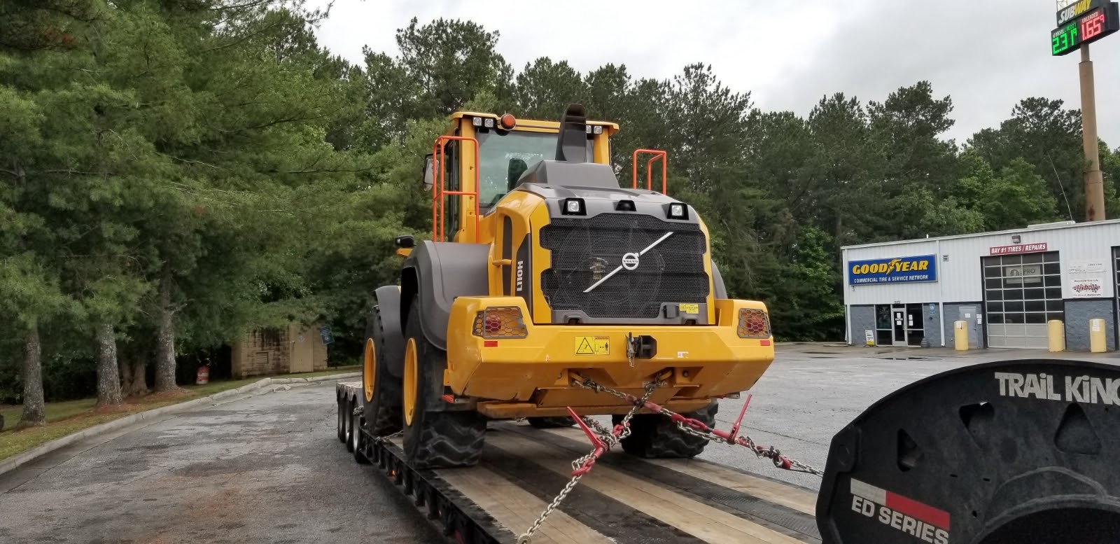 Shipping a Volvo 110 Loader on a lowboy trailer