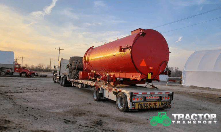 Shipping a manure tank on a step deck trailer