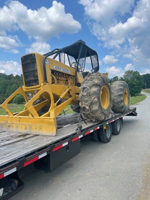 John Deere Tractor loaded for transport