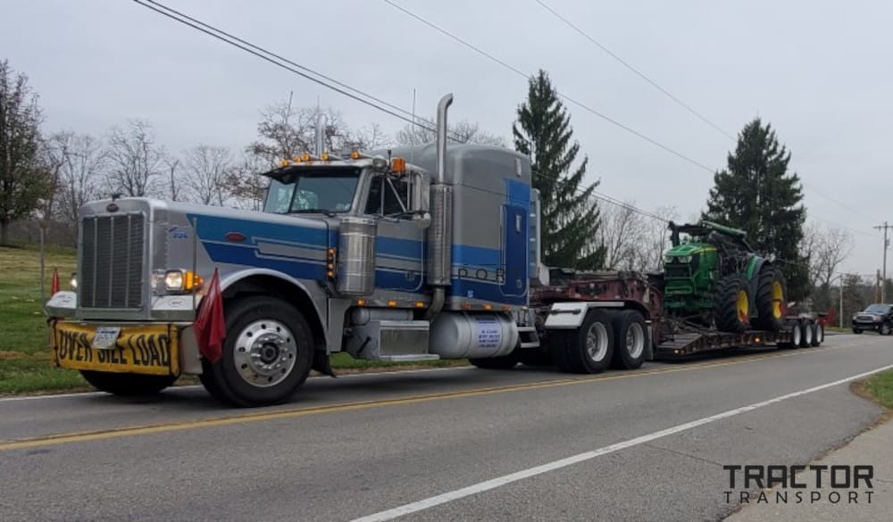 Shipping a giant John Deere tractor on a RGN trailer