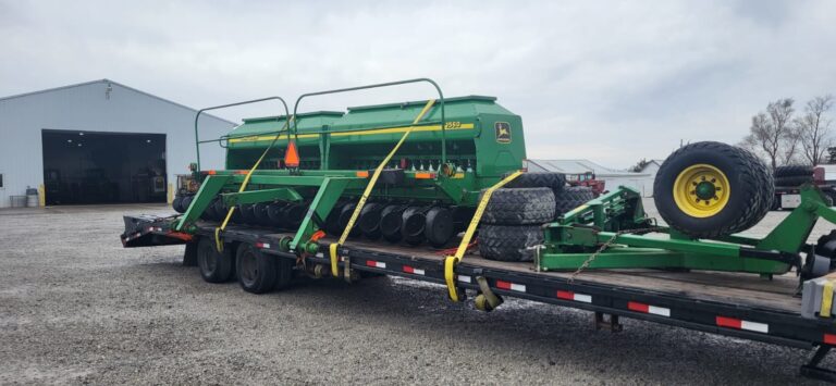 John Deere 1560 Grain Drill loaded for transport
