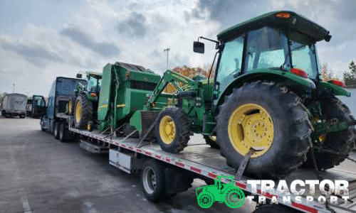 2013 John Deere 6105D Tractor loaded for transport