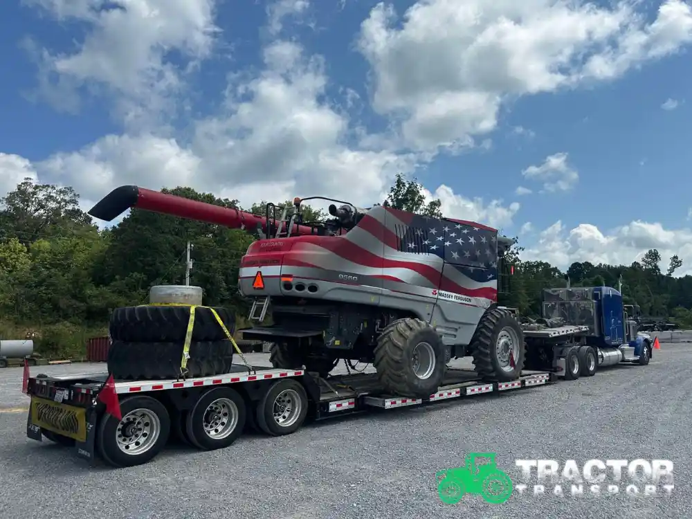 Transporting a Massey Ferguson 9560 combine harvester