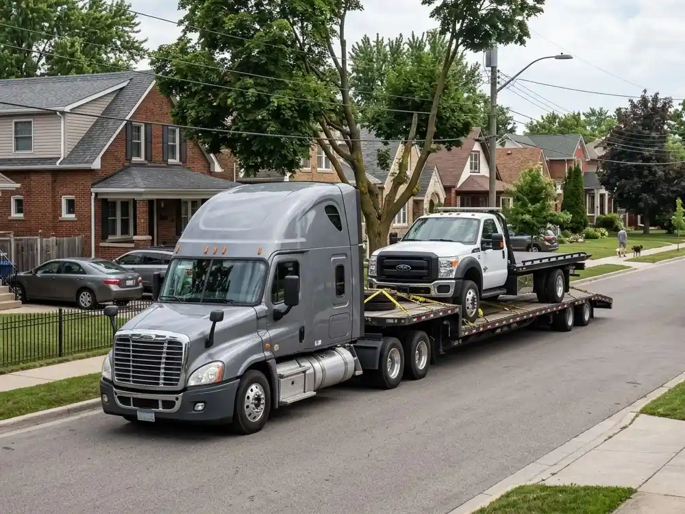 Transporting a rollback truck