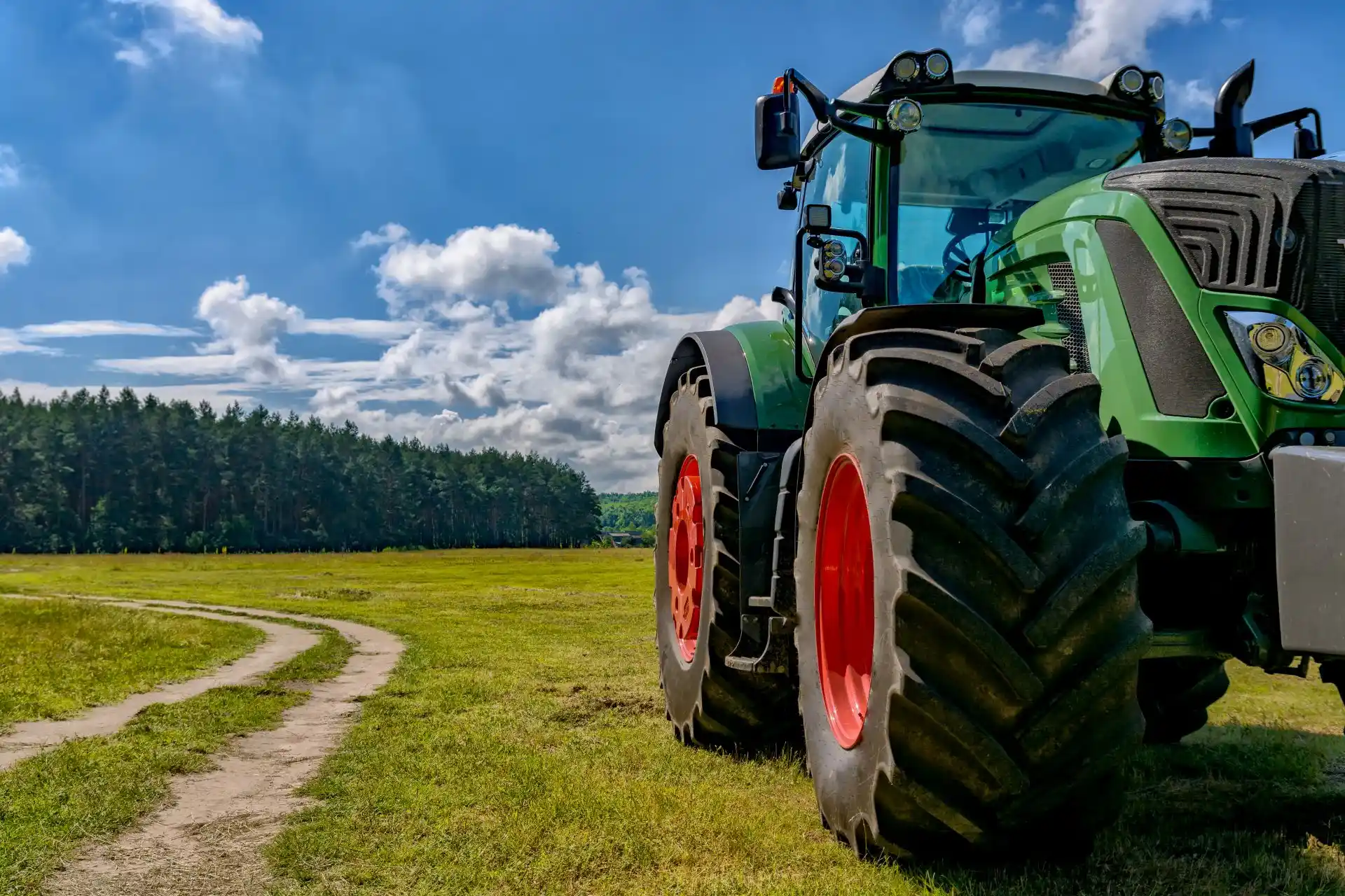 tractor driving in field