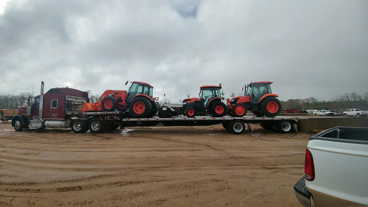 Hauling Three Kubota Tractors