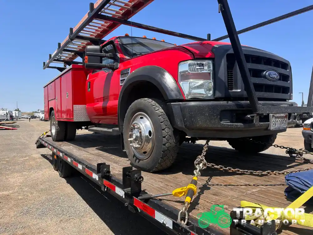 Transporting a 2008 Ford F-450 utility truck